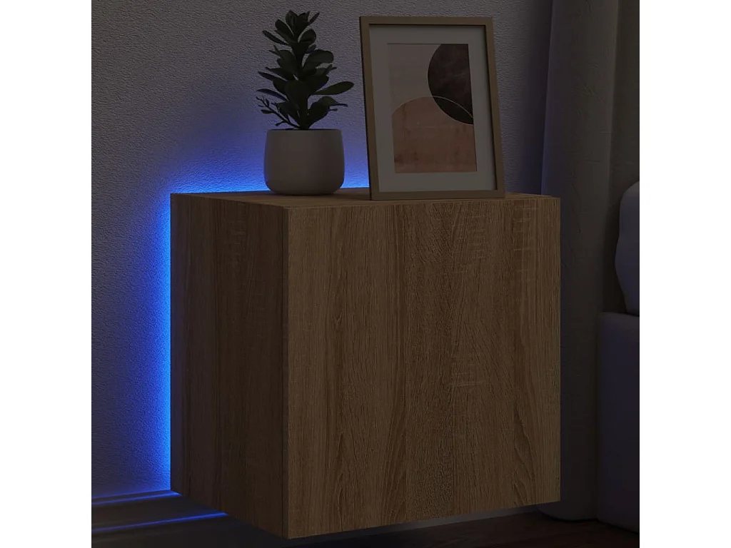 Meuble TV mural avec lumière LED chêne sonoma 40,5x35x40