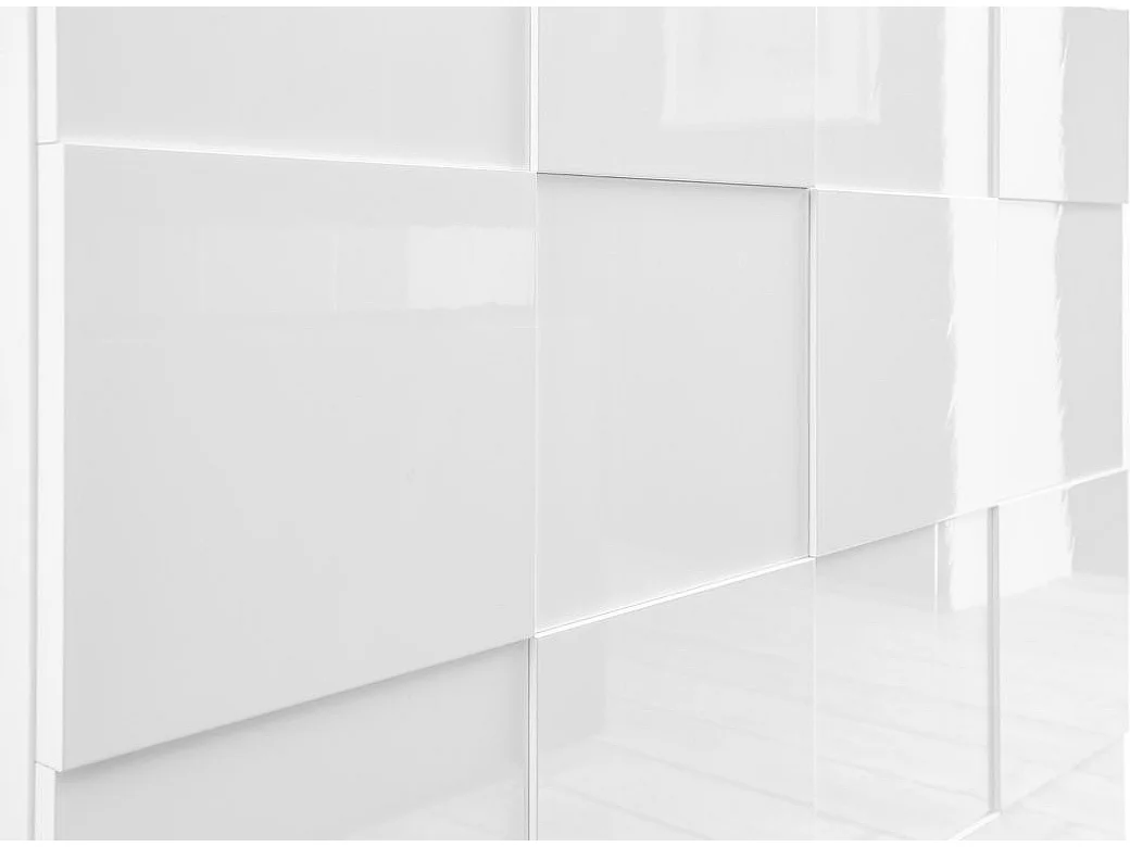 Meuble TV 2 porte 1 tiroir bois laqué blanc brillant Namob L 180cm