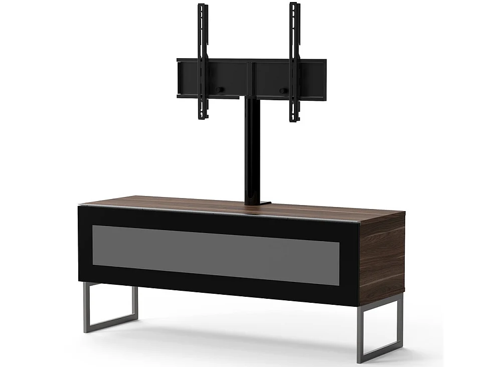 Meuble TV avec support écran verre infrarouge et bois foncé Belovo 120cm