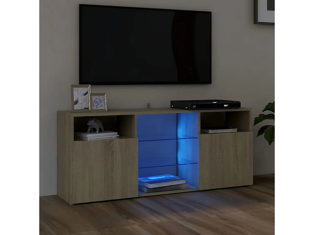 Meuble TV avec lumière LED Chêne sonoma 120x30x50