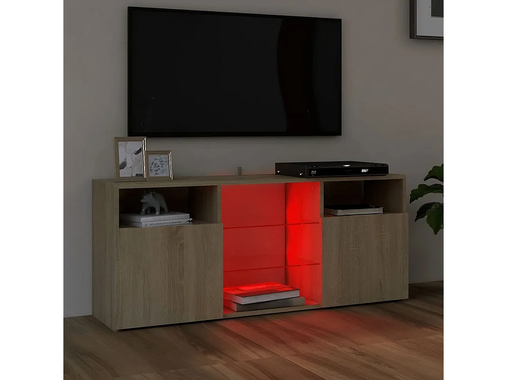 Meuble TV avec lumière LED Chêne sonoma 120x30x50