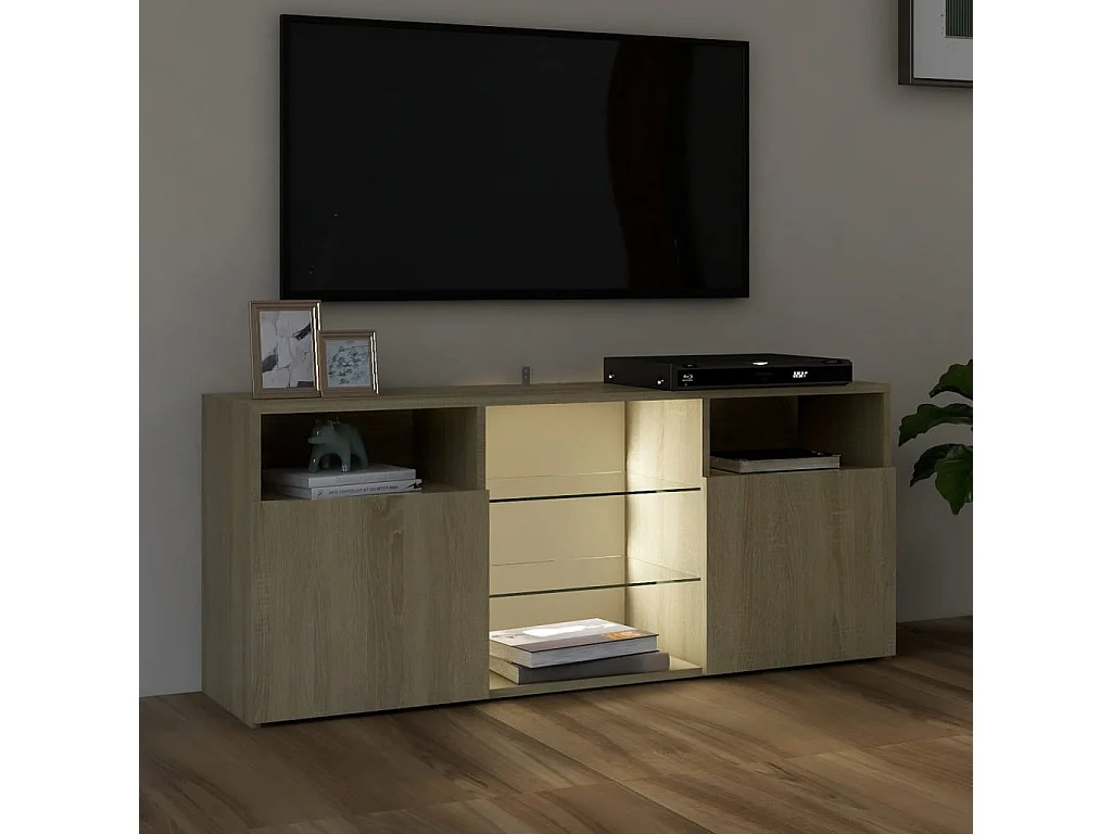 Meuble TV avec lumière LED Chêne sonoma 120x30x50