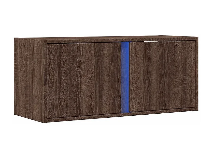 Meuble TV mural avec lumière LED chêne marron 80x31x35