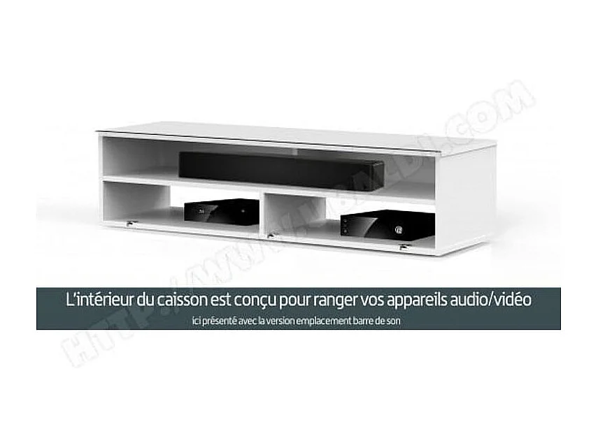 Meuble TV tissu acoustique et bois mélaminé noir Palermo 120cm