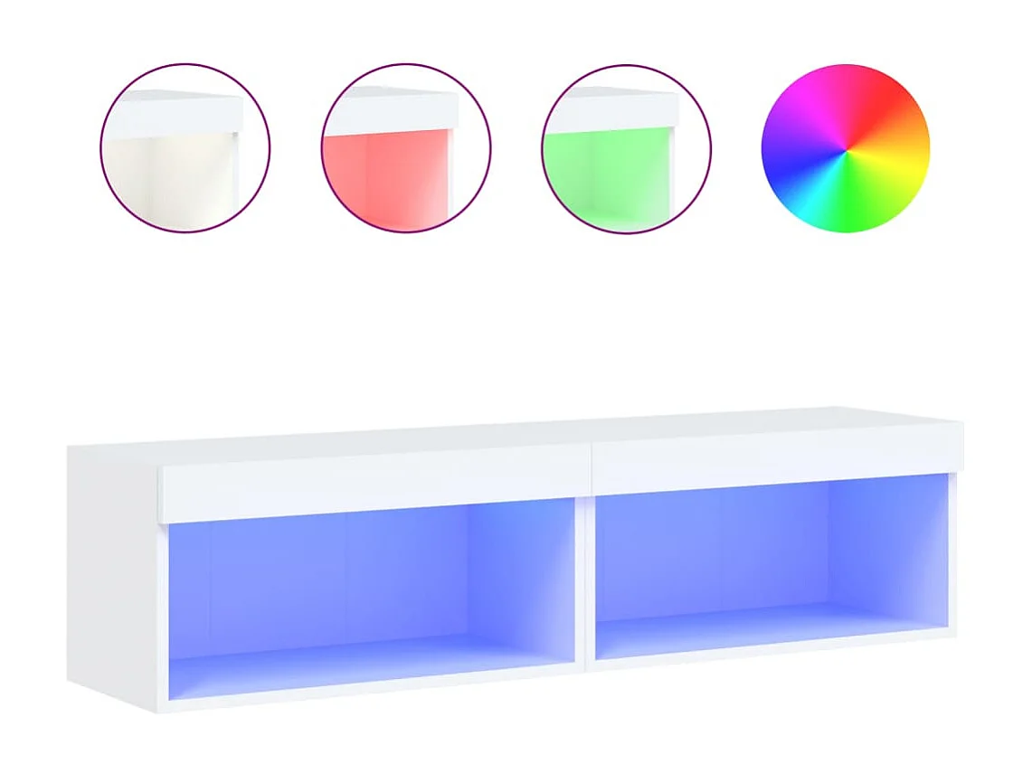 Meuble TV avec lumière LED 2 pc blanc 60x30x30