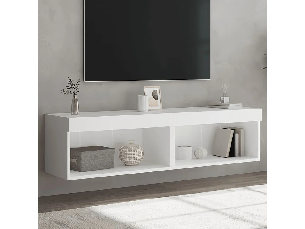 Meuble TV avec lumière LED 2 pc blanc 60x30x30