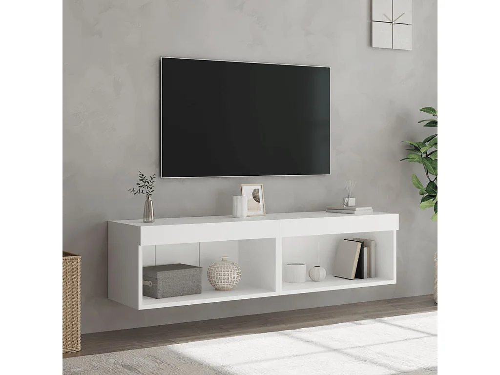 Meuble TV avec lumière LED 2 pc blanc 60x30x30