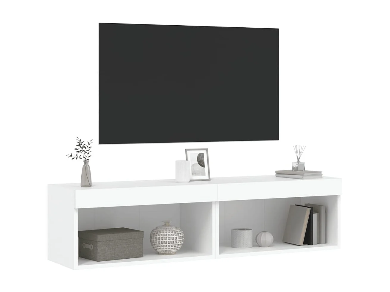 Meuble TV avec lumière LED 2 pc blanc 60x30x30