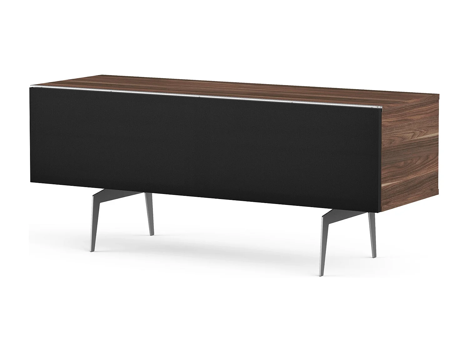 Meuble TV tissu acoustique et bois foncé pied métal Darwin 120cm