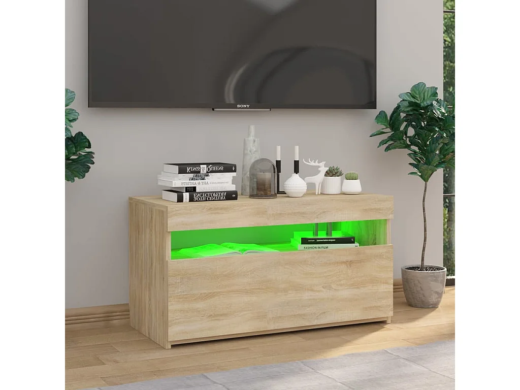 Meuble TV avec lumière LED Chêne sonoma 75x35x40