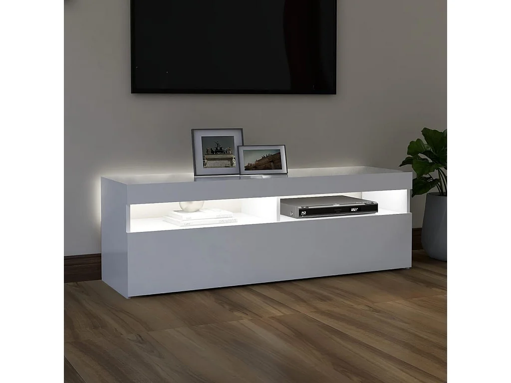 Meuble TV avec lumière LED Blanc 120x35x40