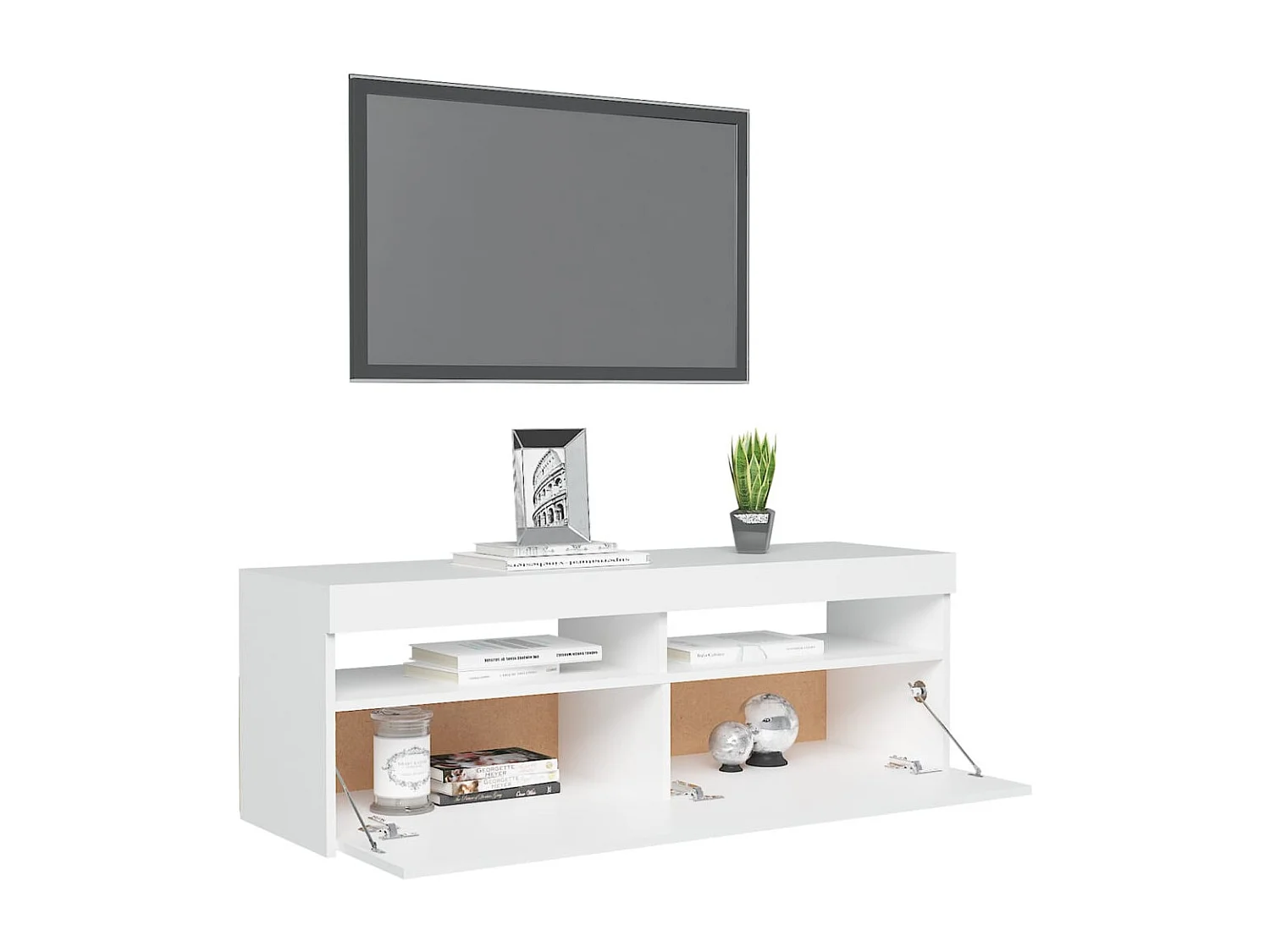 Meuble TV avec lumière LED Blanc 120x35x40