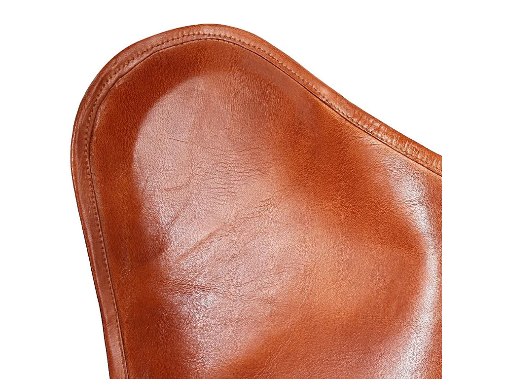 Chaise papillon Marron Cuir véritable