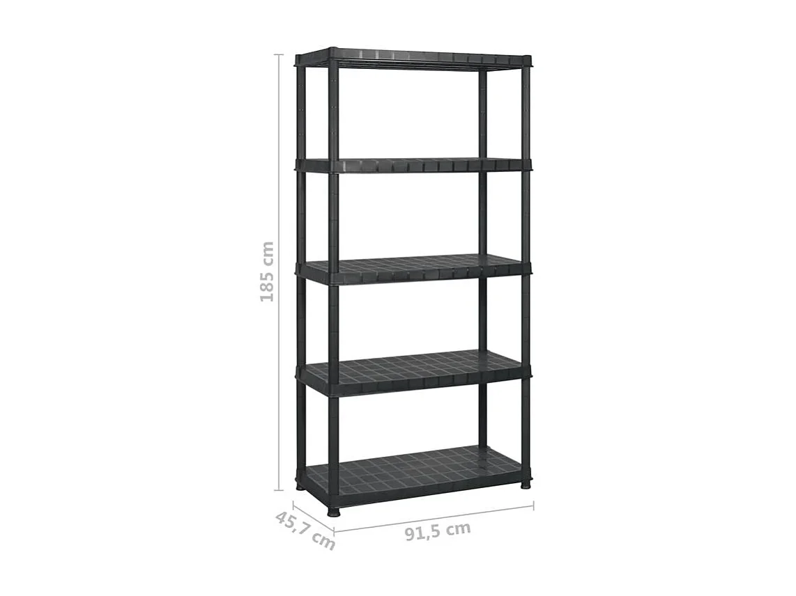 Étagère de rangement à 5 niveaux Noir 183x45,7x185 Plastique
