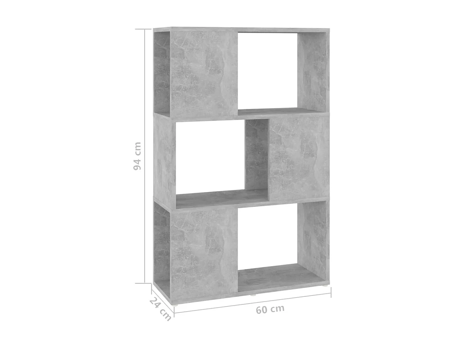 Bibliothèque-Séparateur de pièce Gris 60x24x94