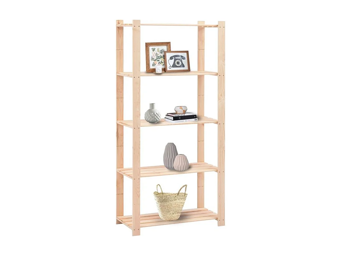 Étagère de stockage 5 niveaux 80x38x170 Pin solide 250 kg