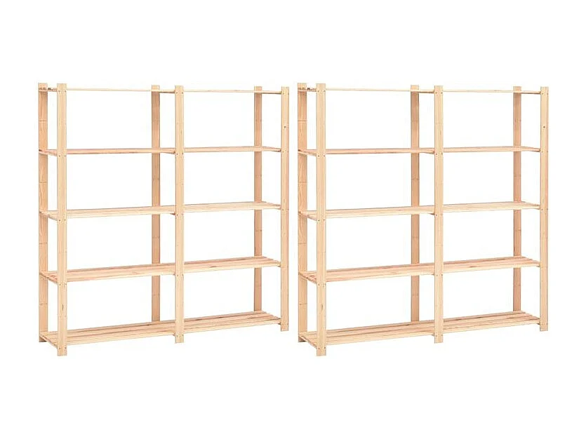 Étagère de rangement à 5 niveaux 2pc 170x38x170 Pin 500 kg