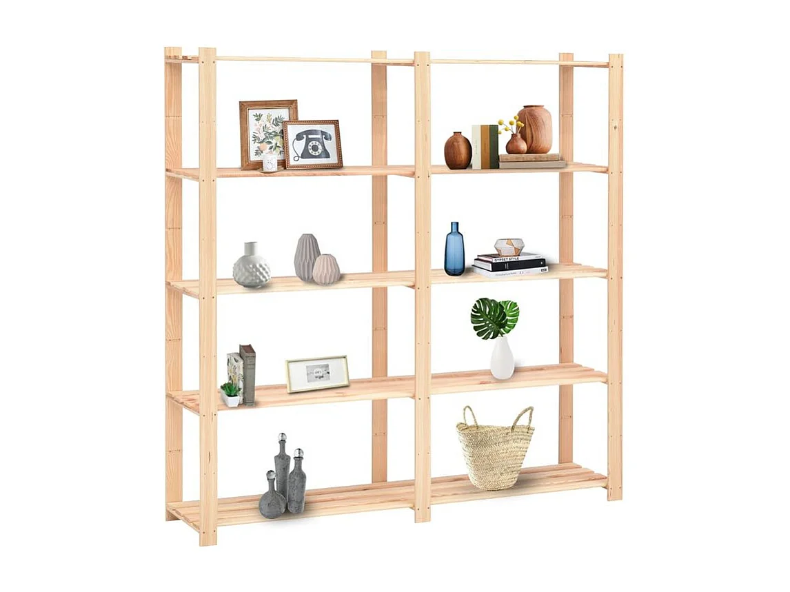 Étagère de rangement à 5 niveaux 2pc 170x38x170 Pin 500 kg