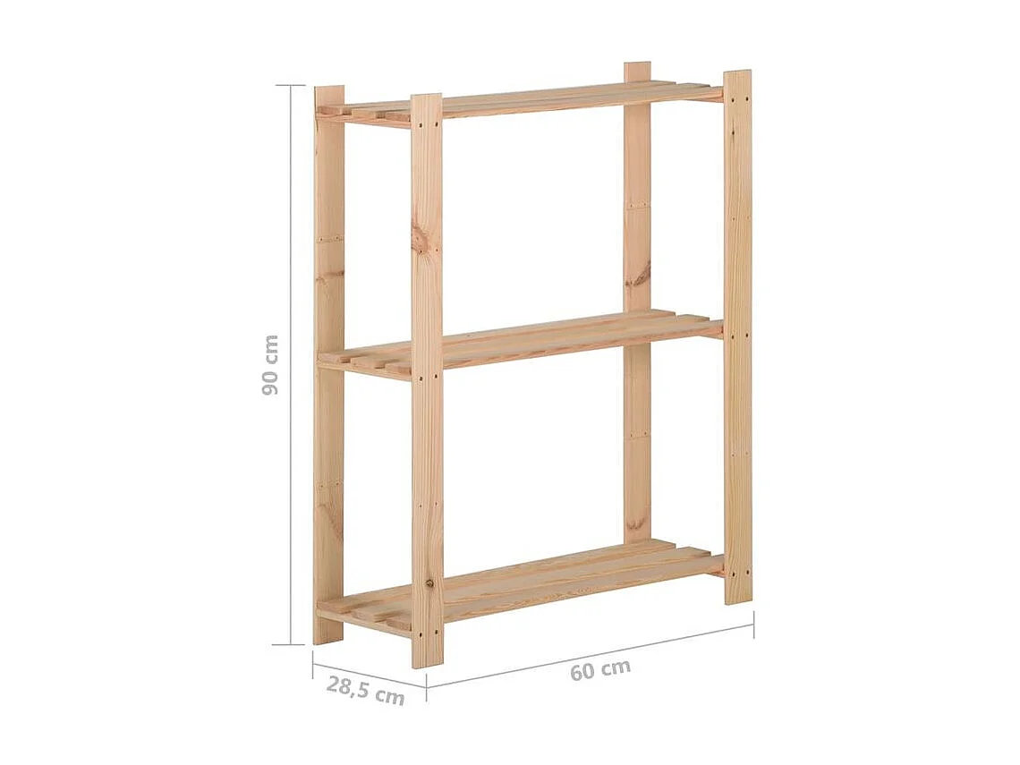 Étagère de stockage 3 niveaux 60x28,5x90 Bois de pin massif