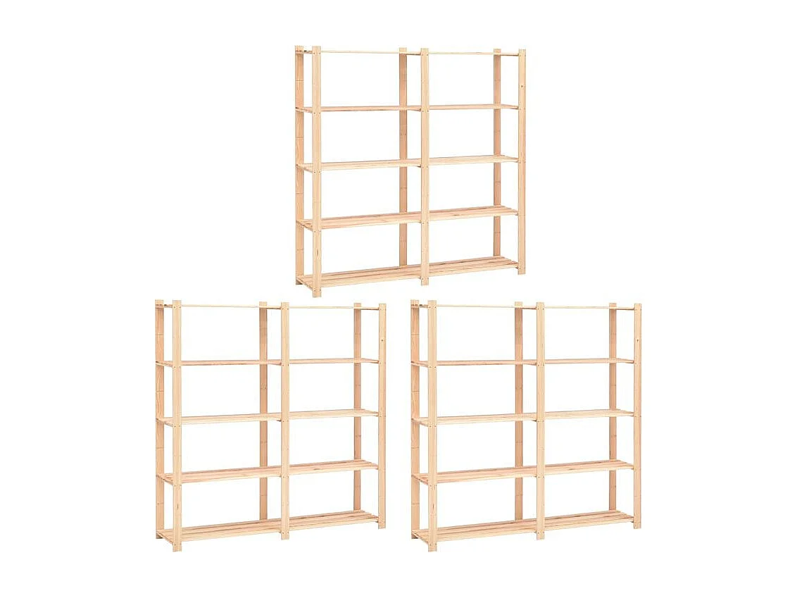 Étagère de rangement à 5 niveaux 3pc 170x38x170 Pin 500 kg