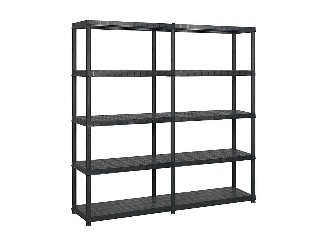 Étagère de rangement à 5 niveaux Noir 170x40x185 Plastique