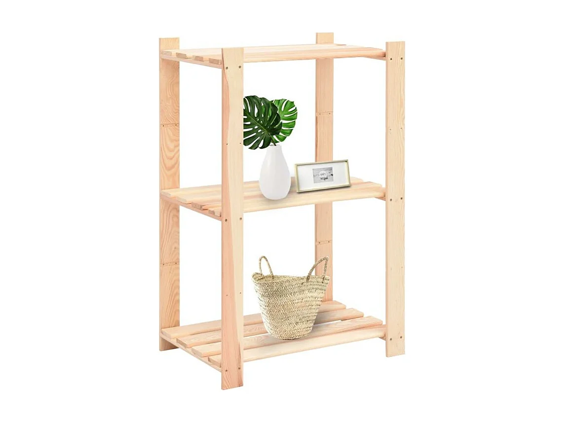 Étagère de stockage 3 niveaux 60x38x90 Pin solide 150 kg