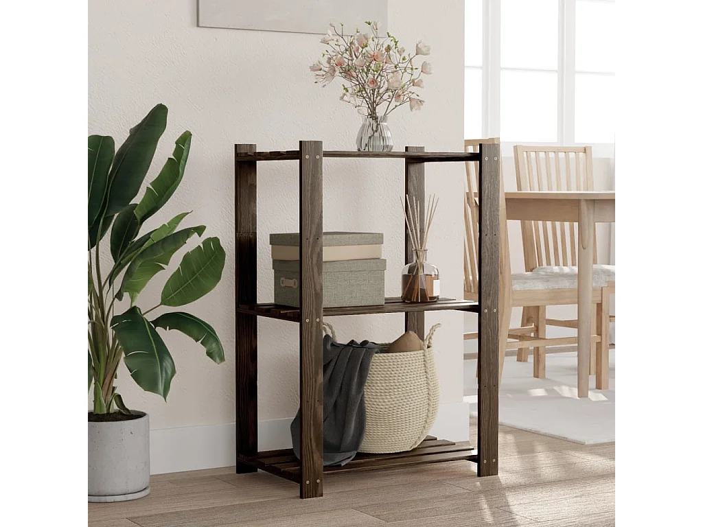 Support de rangement à 3 niveaux noir 60x38x90 bois pin