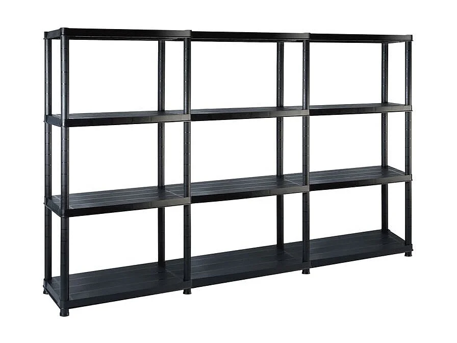 Étagère de rangement à 4 niveaux Noir 183x30,5x130 Plastique