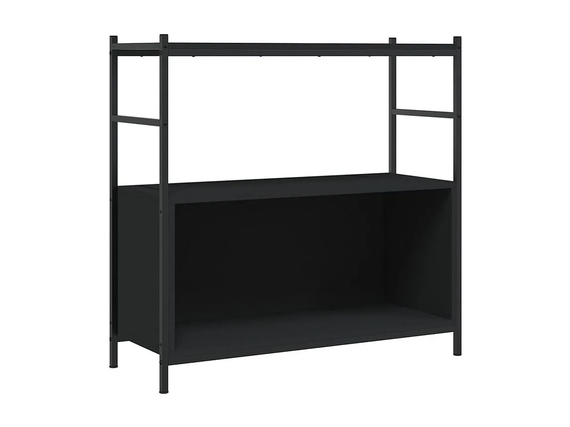 Bibliothèque noir 80x30x78,5 bois d'ingénierie et fer