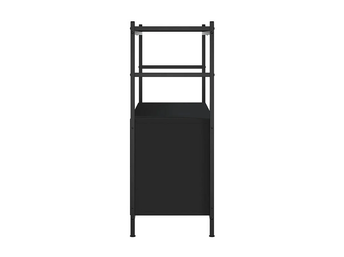 Bibliothèque noir 80x30x78,5 bois d'ingénierie et fer
