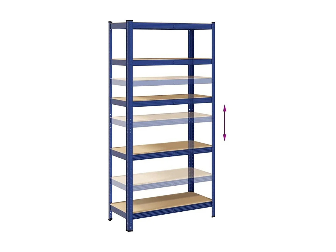 Étagère de rangement à 5 niveaux Bleu Acier et bois ingénierie