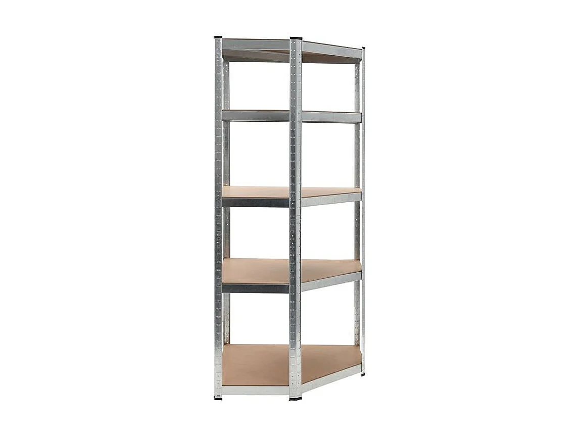 Étagère d'angle à 5 niveaux Argenté Acier et bois d'ingénierie