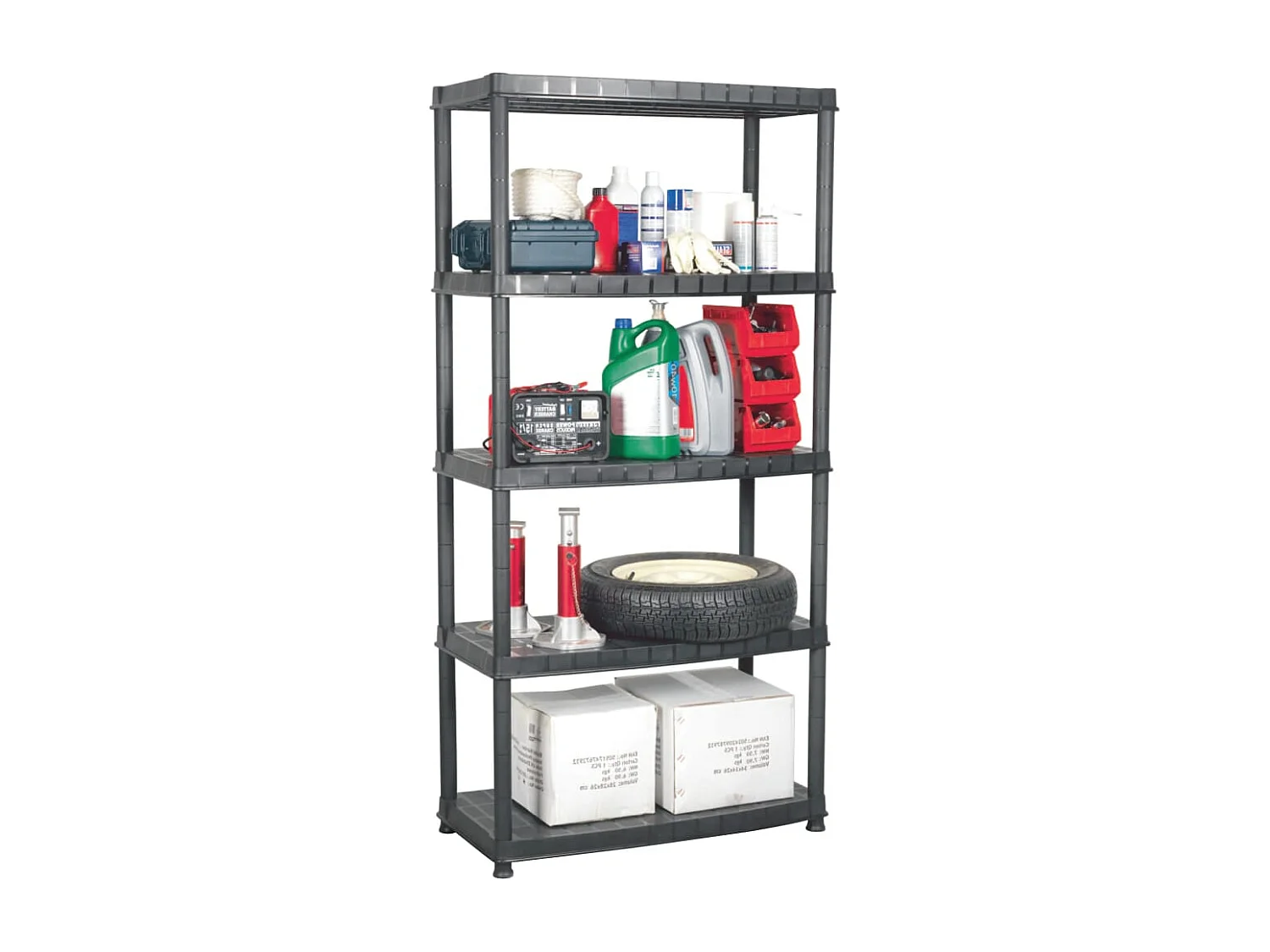 Étagère de rangement à 5 niveaux Noir 91,5x45,7x185 Plastique