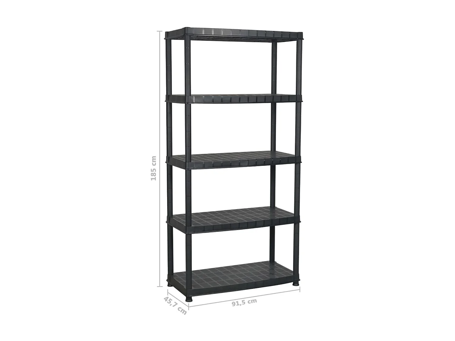 Étagère de rangement à 5 niveaux Noir 91,5x45,7x185 Plastique
