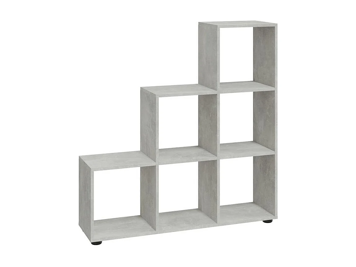 Bibliothèque étagère en forme d'escalier - 6 Compartiment-Gris béton