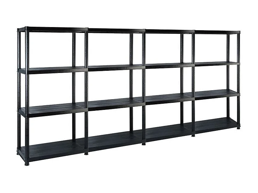 Étagère de rangement à 4 niveaux Noir 244x30,5x130 Plastique