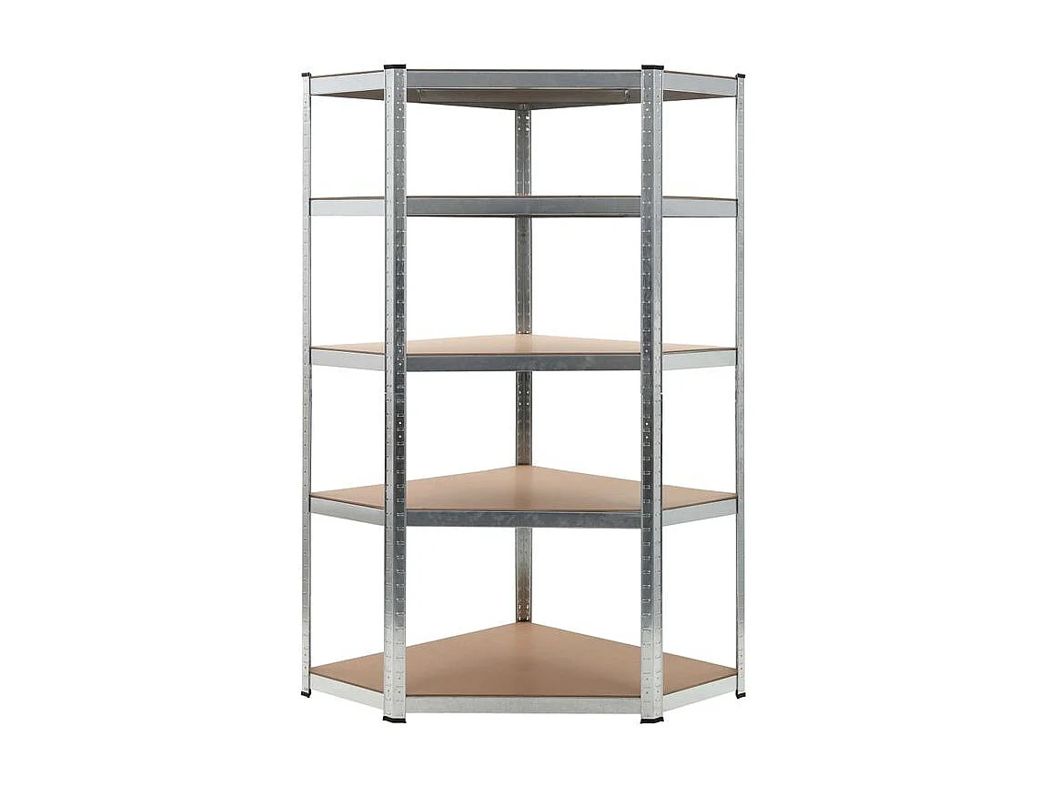 Étagère d'angle à 5 niveaux Argenté Acier et bois d'ingénierie