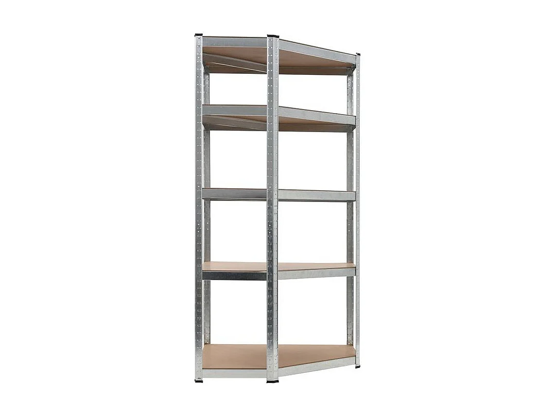 Étagère d'angle à 5 niveaux Argenté Acier et bois d'ingénierie