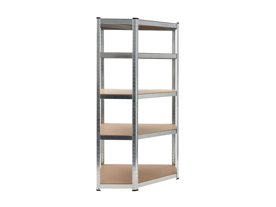 Étagère d'angle à 5 niveaux Argenté Acier et bois d'ingénierie