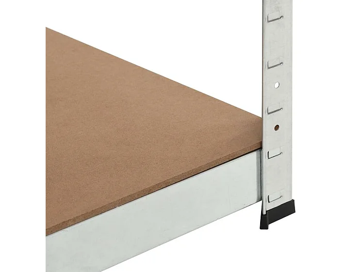 Étagère d'angle à 5 niveaux Argenté Acier et bois d'ingénierie