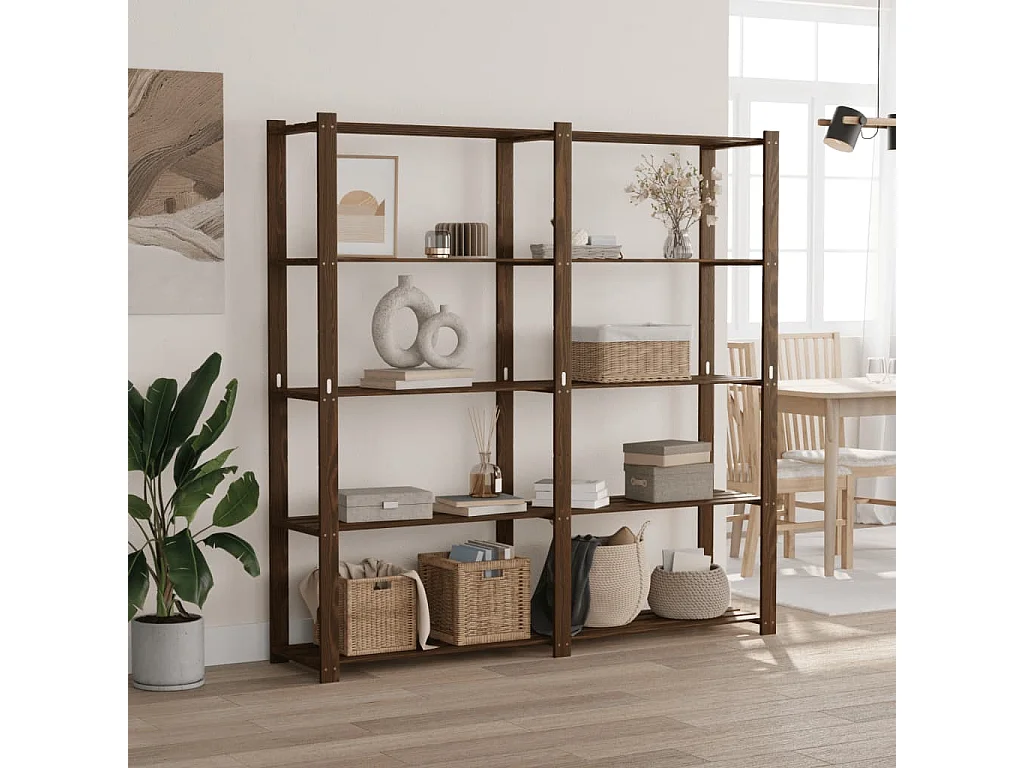 Support de rangement à 5 niveaux marron 170x38x170 bois pin
