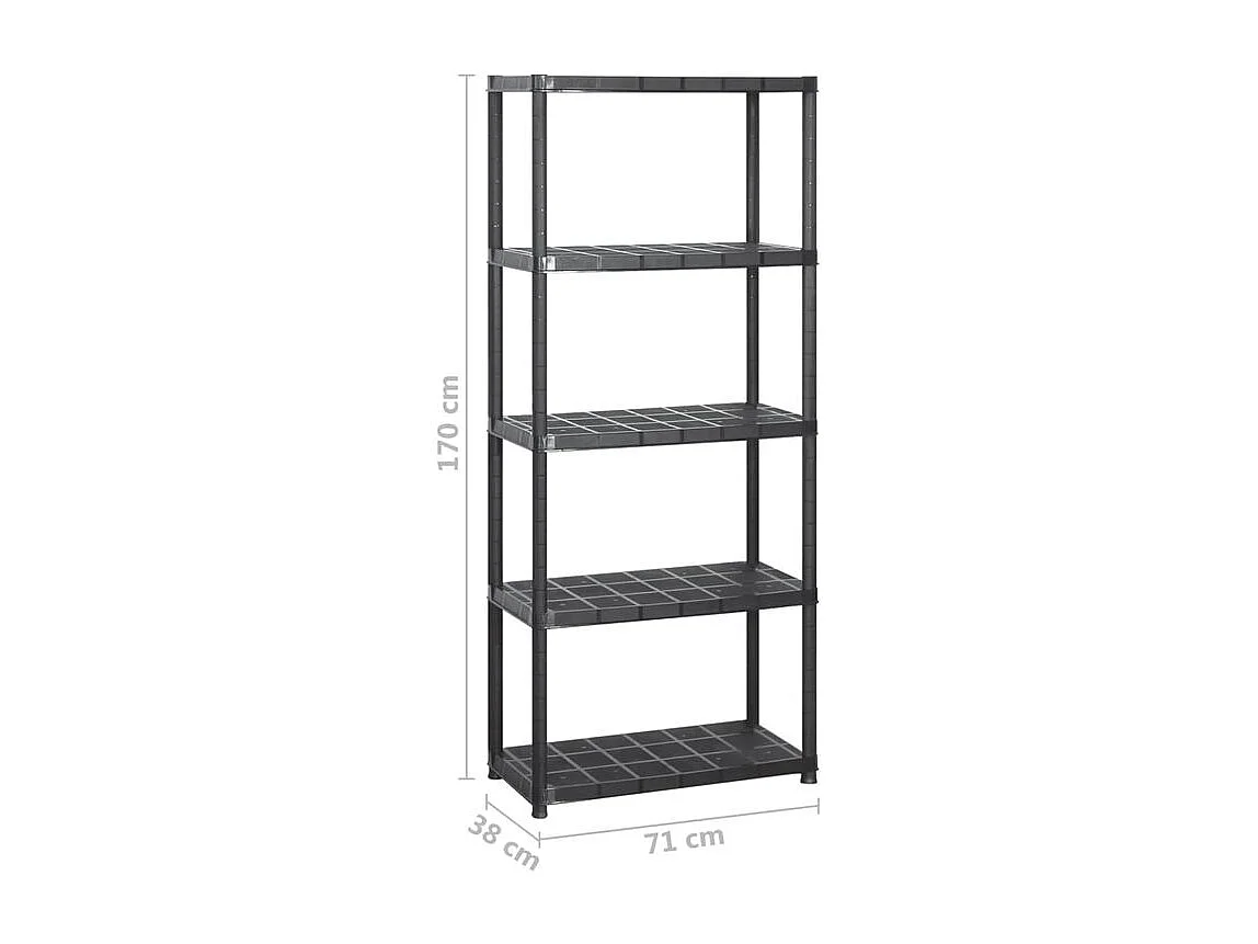 Étagère de rangement à 5 niveaux Noir 284x38x170 Plastique