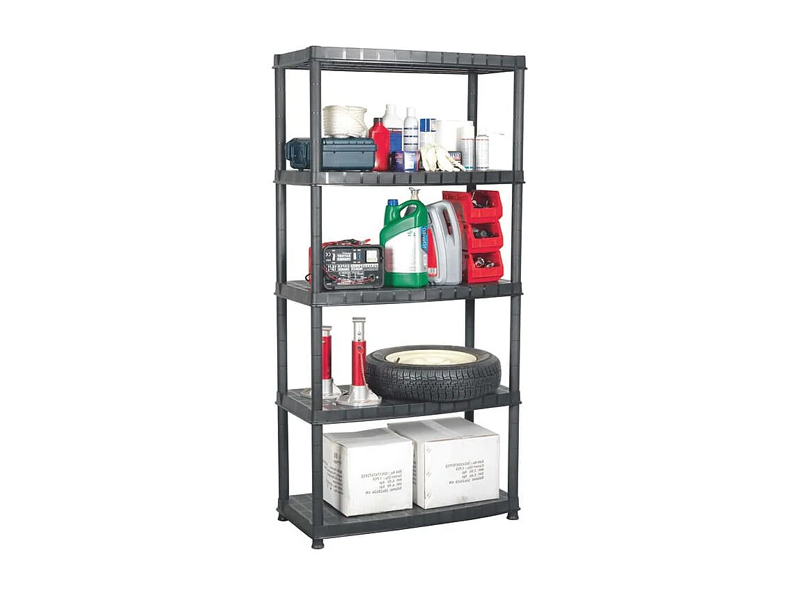 Étagère de rangement à 5 niveaux Noir 85x40x185 Plastique
