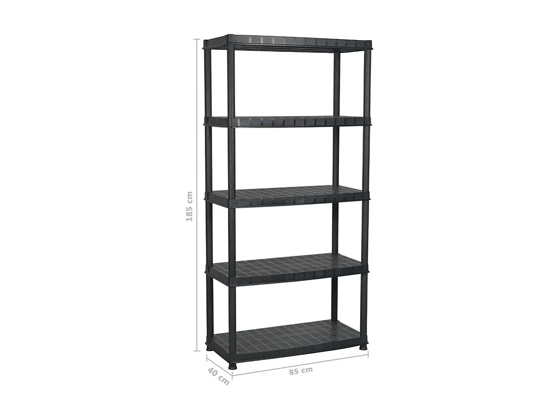 Étagère de rangement à 5 niveaux Noir 85x40x185 Plastique