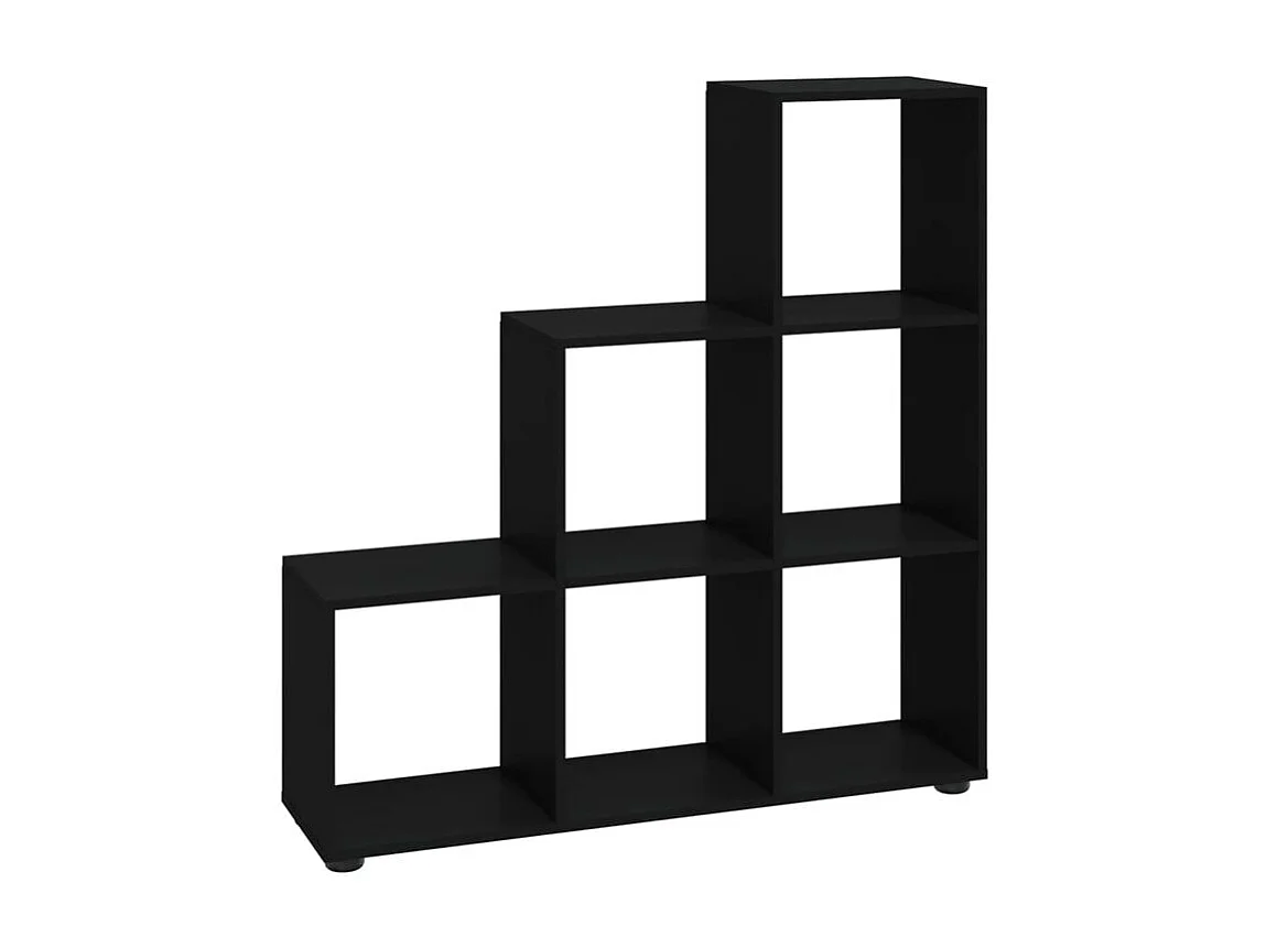 Bibliothèque étagère en forme d'escalier - 6 Compartiment-Noir