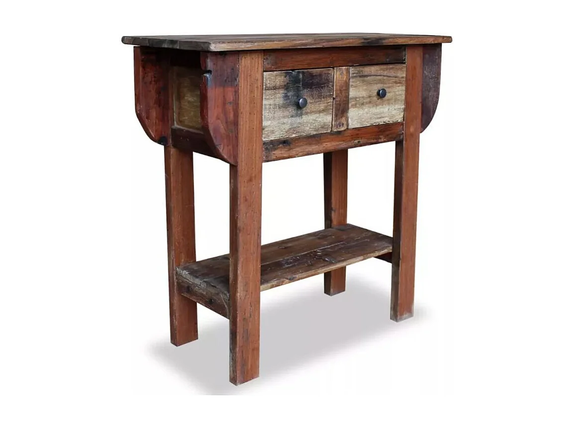 Console 2 tiroir 1 étagère bois massif recyclé Mout