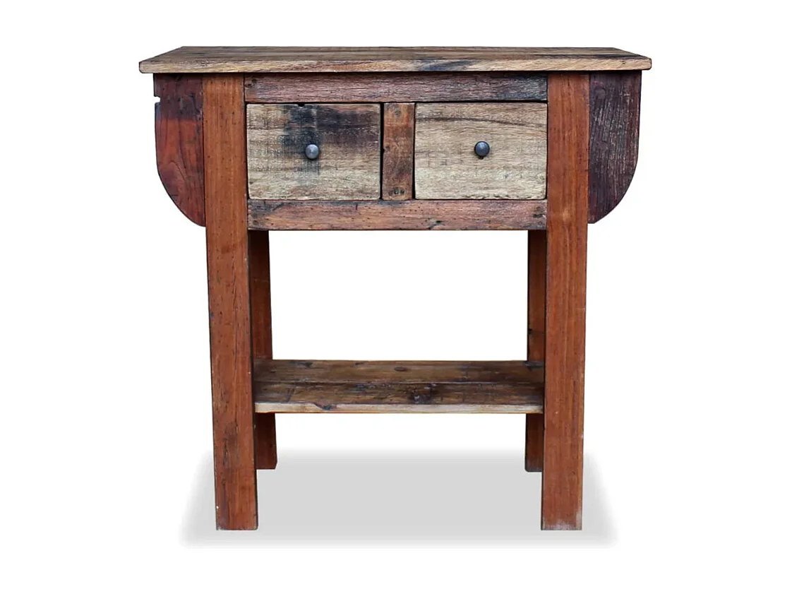 Console 2 tiroir 1 étagère bois massif recyclé Mout