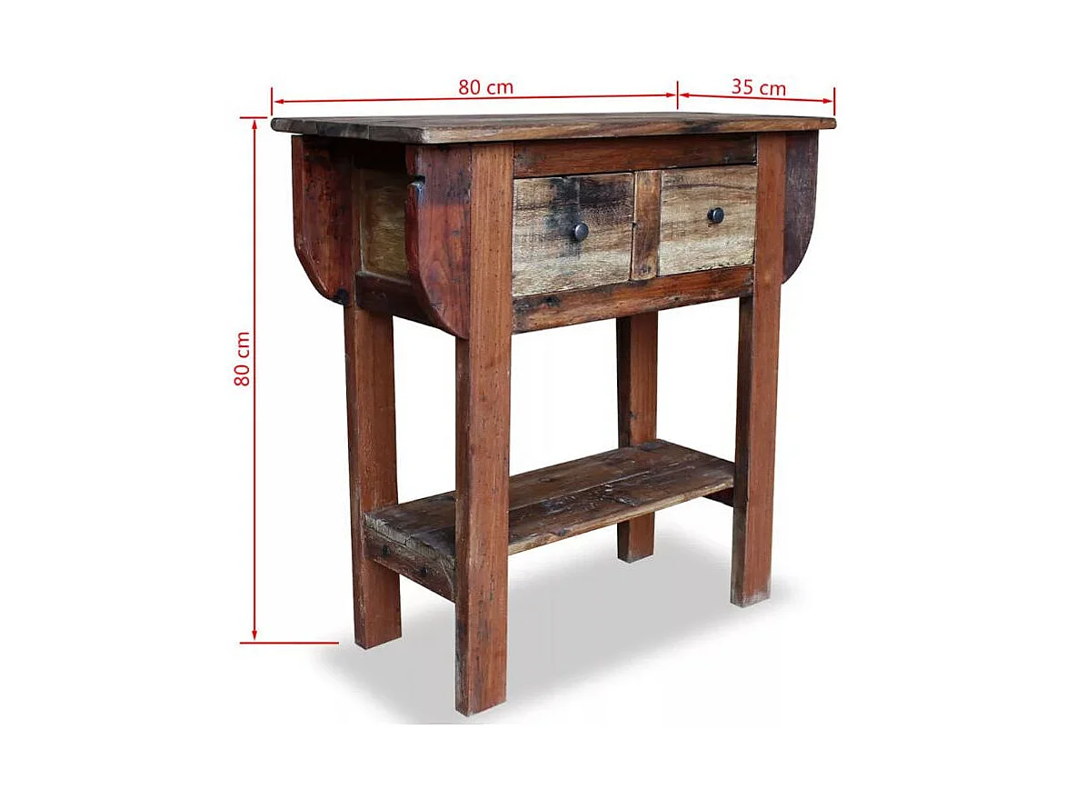 Console 2 tiroir 1 étagère bois massif recyclé Mout