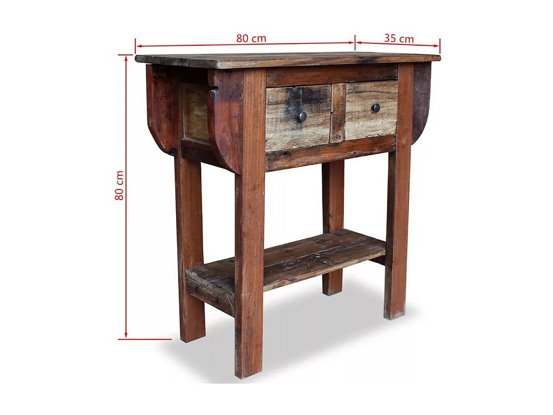 Console 2 tiroir 1 étagère bois massif recyclé Mout