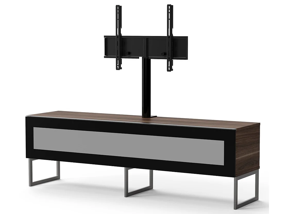 Meuble TV avec support écran verre infrarouge et bois foncé Belovo 160cm